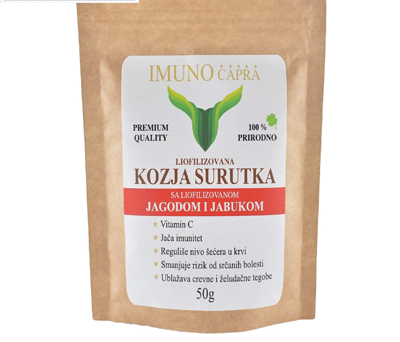 Liofilizovana kozja surutka sa liofilizovanom jagodom i jabukom 50gr – The best of nature